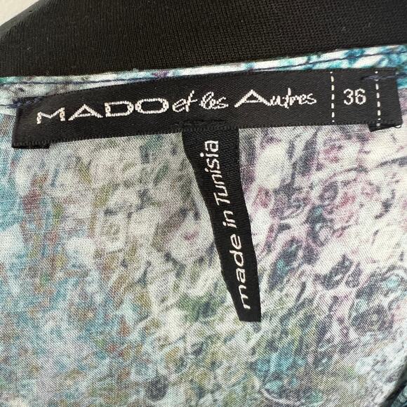 Mado Et Les Autres Green Blue Top and Skirt Set Marble Print Boat Neck Size 36 - Picture 10 of 11